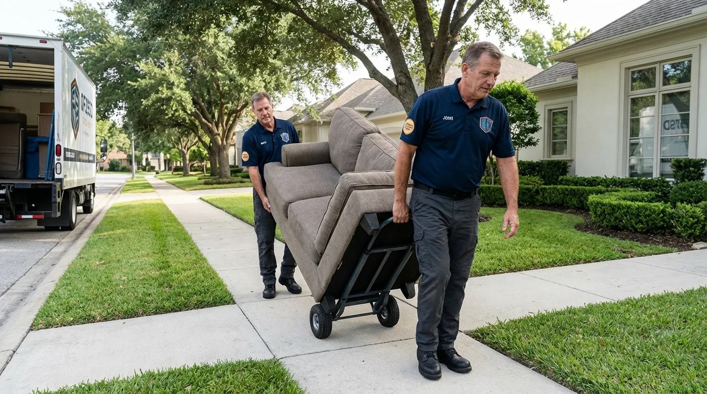 Local residential moving crew loading furniture in Anderson, CA